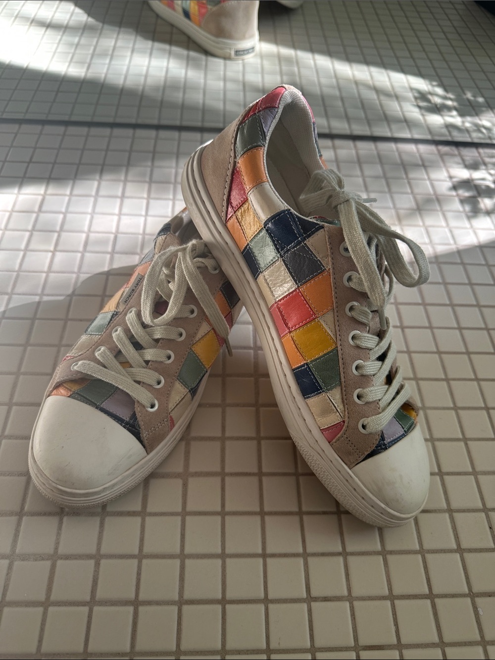 Tory Burch Multicolor Patchwork Lace-Up Sneakers women’s 9